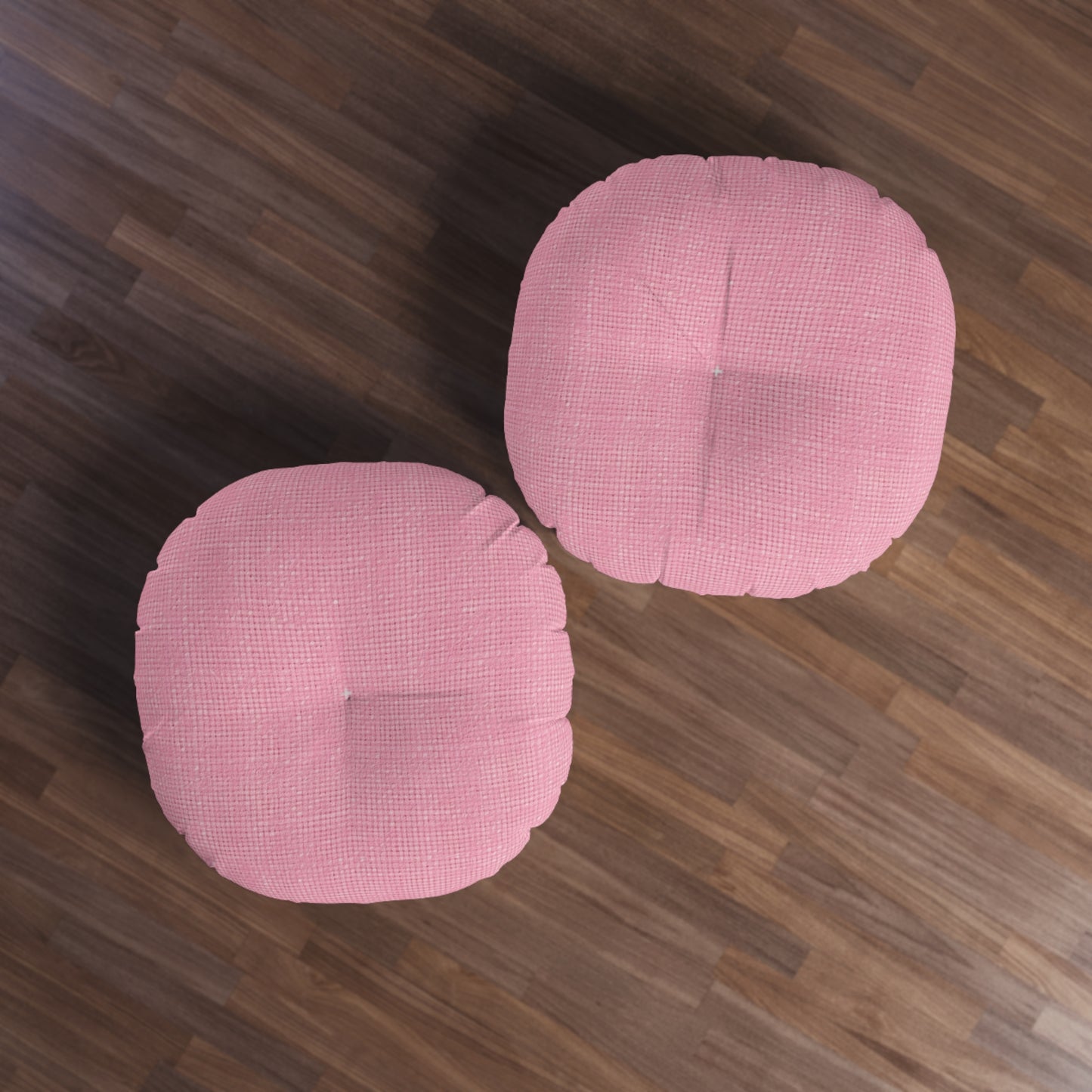 Pastel Rose Pink: Denim-Inspired, Refreshing Fabric Design - Tufted Floor Pillow, Round