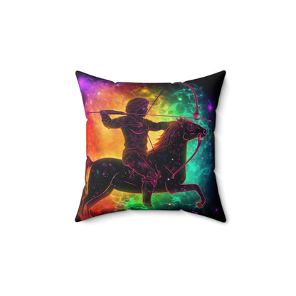 Colorful Sagittarius Zodiac Sign - Star Universe Theme - Spun Polyester Square Pillow