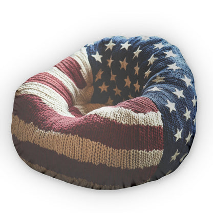 USA Patriotic Flag Beanbag Chair Cushion, Plush Shaped Pillow