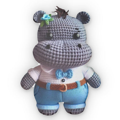 Hippo Crochet Cute, Plush Animal - Shaped Pillow