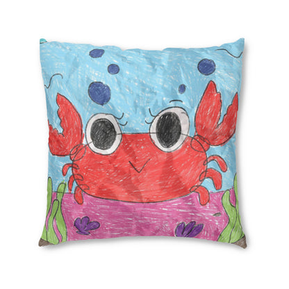 Lobster Crab Graphic Sea Lovers Tufted Floor Pillow, Square