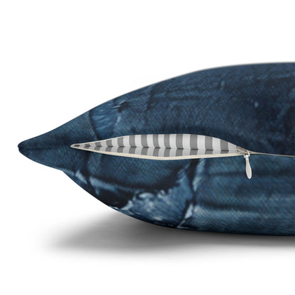 Distressed Blue Denim-Look: Edgy, Torn Fabric Design - Spun Polyester Square Pillow Case