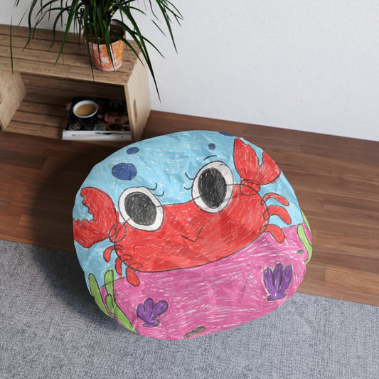 Lobster Crab Graphic Sea Lovers Tufted Floor Pillow, Round