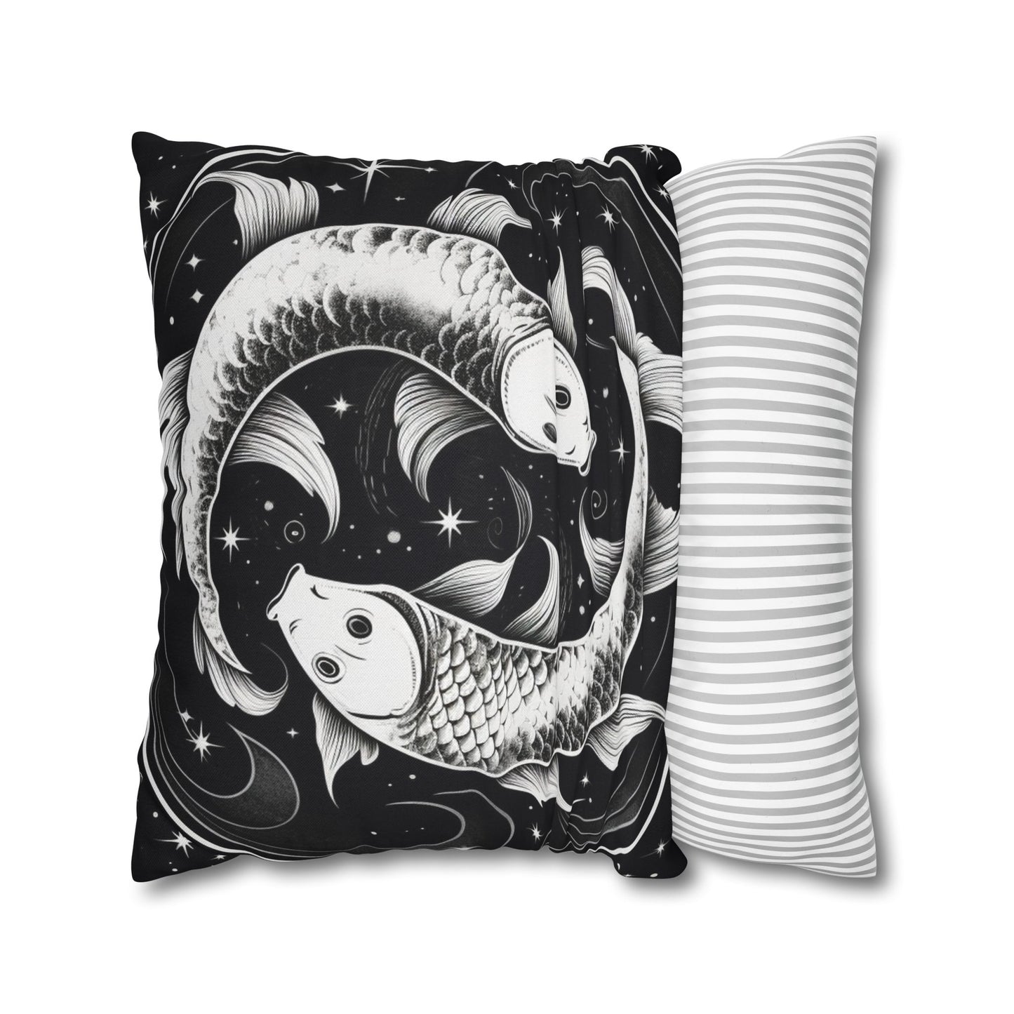 Pisces Zodiac Sign Polyester Square Pillow Case, Double Sided Design