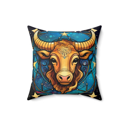 Taurus Constellation Zodiac Sign Astrology Cosmic Art - Spun Polyester Square Pillow