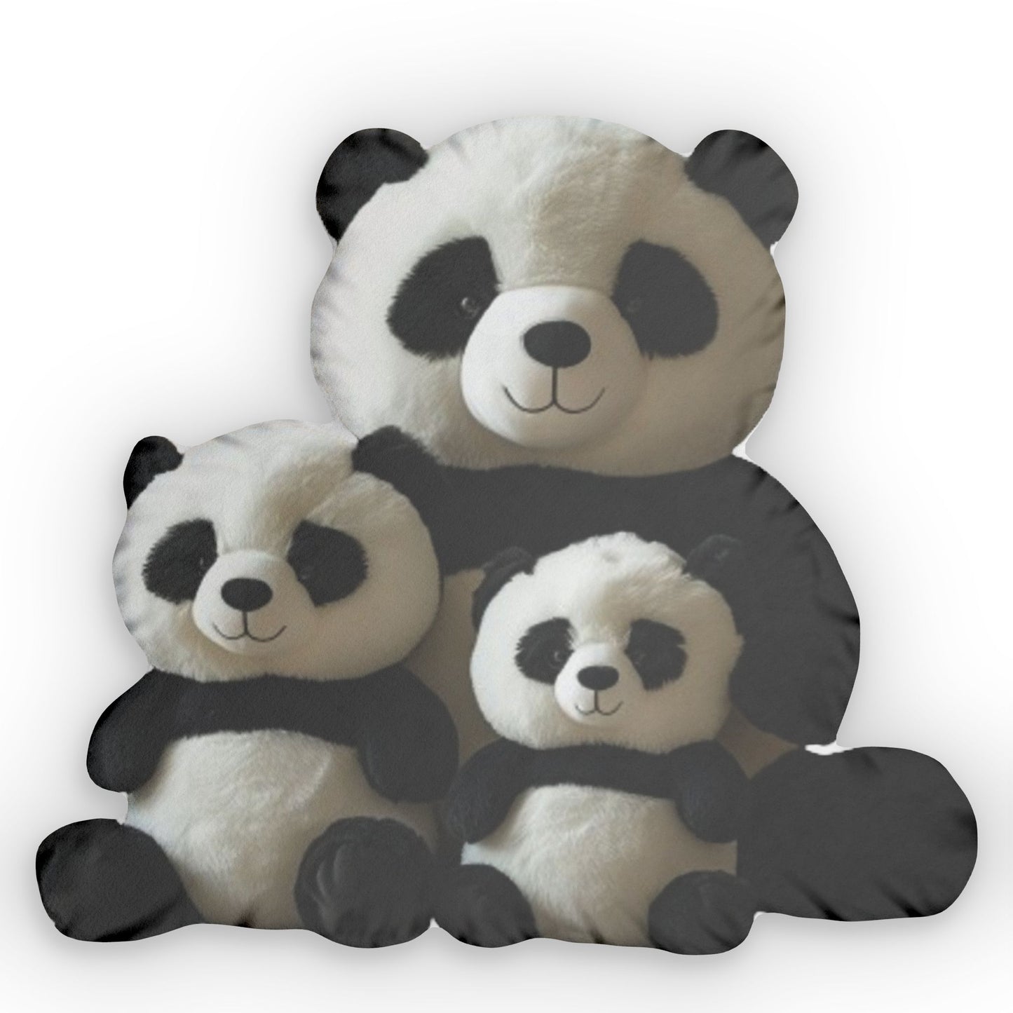 Panda Bear Trio, Three China Bears, Plush Shaped Pillow