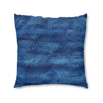 Blue Spectrum: Denim-Inspired Fabric Light to Dark - Tufted Floor Pillow, Square