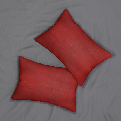 Juicy Red Berry Blast: Denim Fabric Inspired Design - Spun Polyester Lumbar Pillow