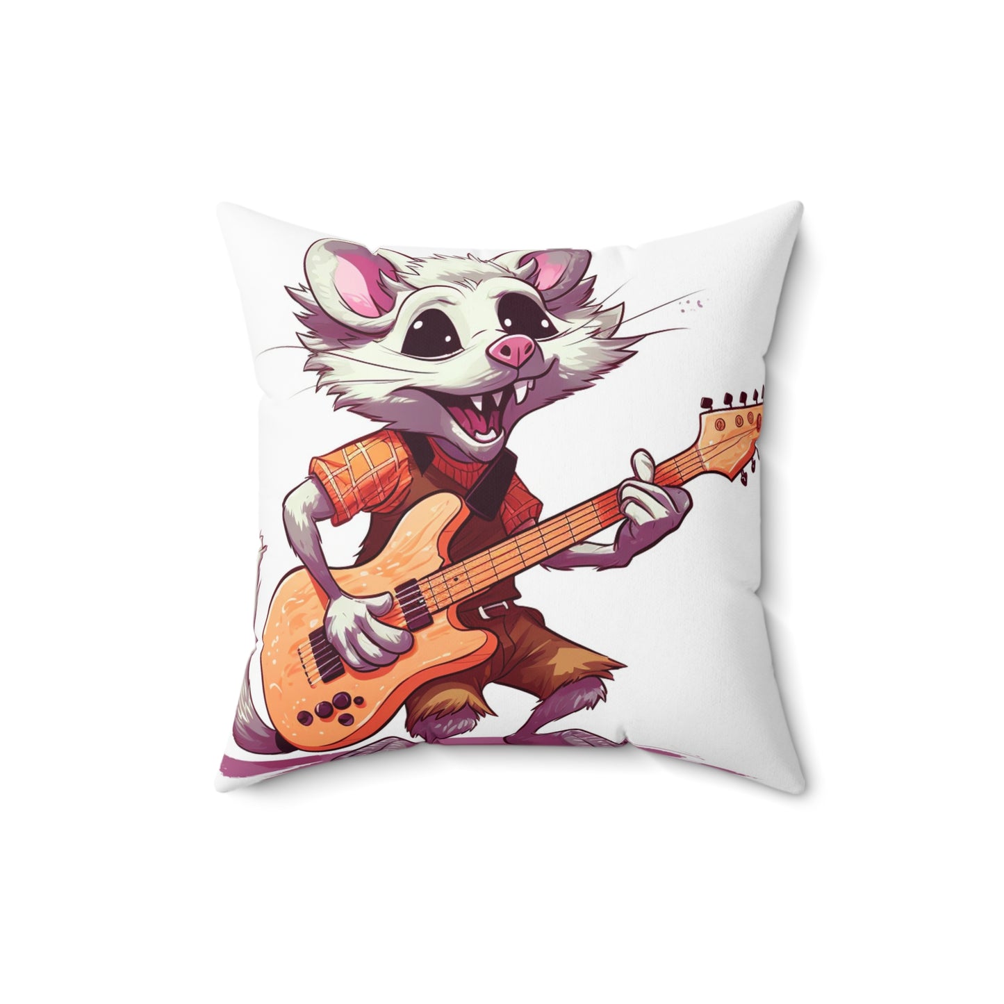 Opossum Musical Guitarist Graphic Spun Polyester Square Pillow