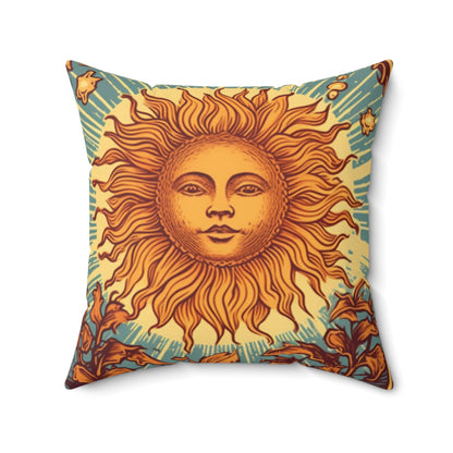 Sun Tarot Card Symbol of Growth, Life, and Radiance - Spun Polyester Square Pillow