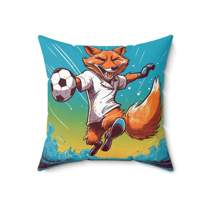 Fox Soccer Athletic Sport Anime Graphic Spun Polyester Square Pillow