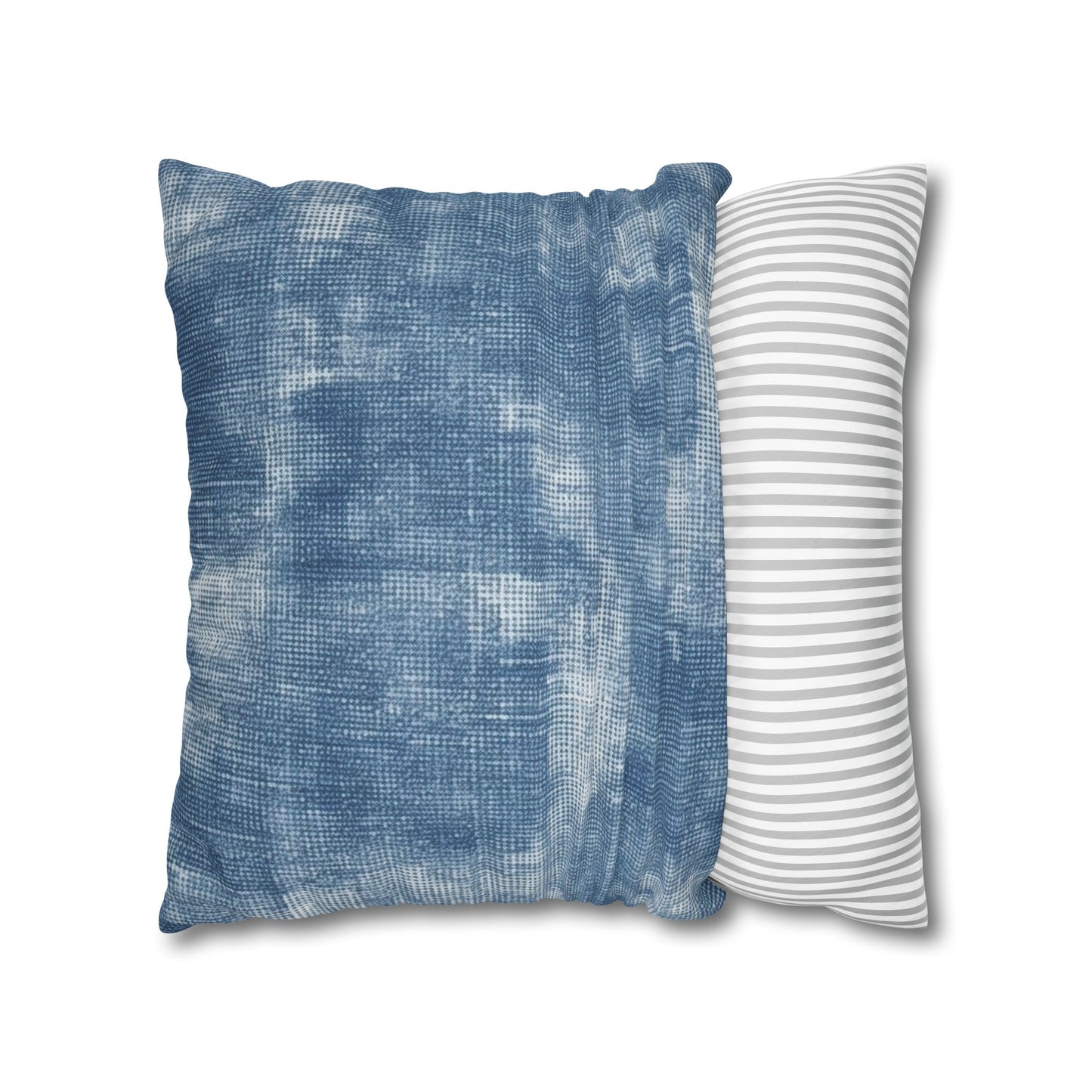 Faded Blue Washed-Out: Denim-Inspired, Style Fabric - Spun Polyester Square Pillow Case