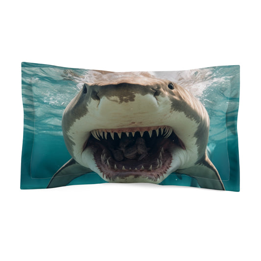 Bull Shark: River Monster Menace - Realistic Dark Water Predator - Microfiber Pillow Sham