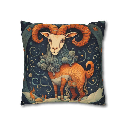 Capricorn Zodiac Children's Book Style Humorous Design - Spun Polyester Square Pillow Case