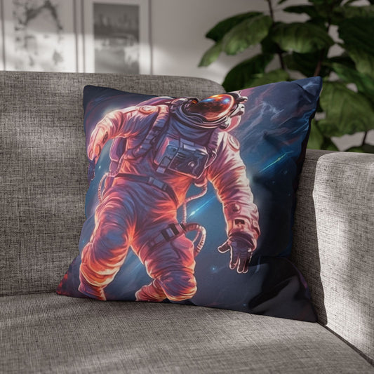 Astronaut Outer Space - Galaxy Starfield Art Spun Polyester Square Pillow Case