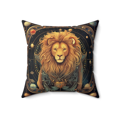 Astrological Leo Sign - Vibrant Cosmic Zodiac Astrology - Spun Polyester Square Pillow