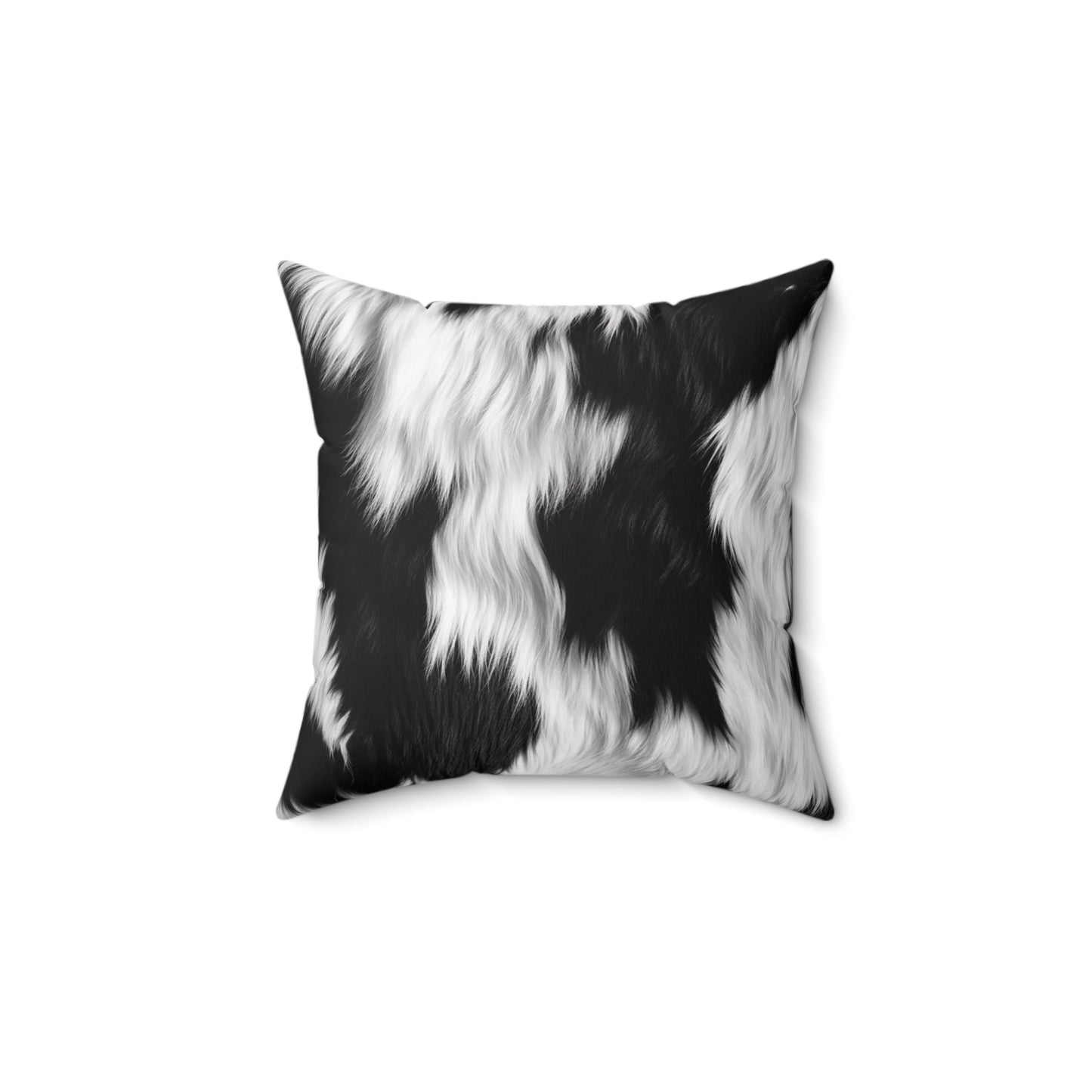 Cowhide on Hair Leather - Black and White - Designer Style - Spun Polyester Square Pillow