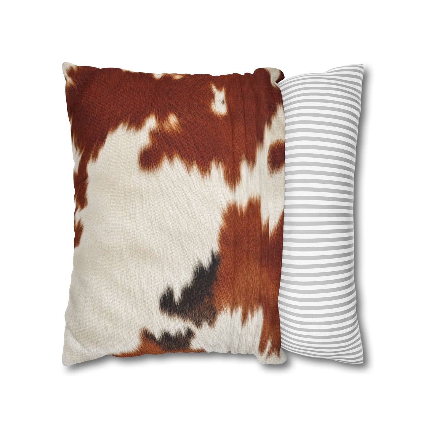 Hair Cowhide Leather Natural Design Tough Durable Rugged Style - Spun Polyester Square Pillow Case