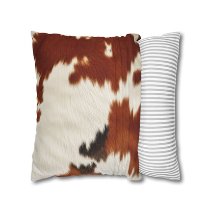 Hair Cowhide Leather Natural Design Tough Durable Rugged Style - Spun Polyester Square Pillow Case