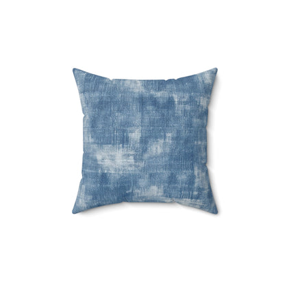 Faded Blue Washed-Out: Denim-Inspired, Style Fabric - Spun Polyester Square Pillow