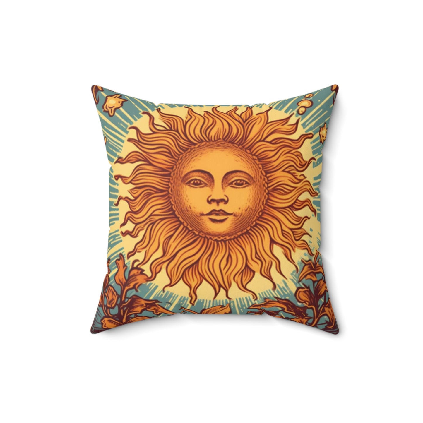 Sun Tarot Card Symbol of Growth, Life, and Radiance - Spun Polyester Square Pillow