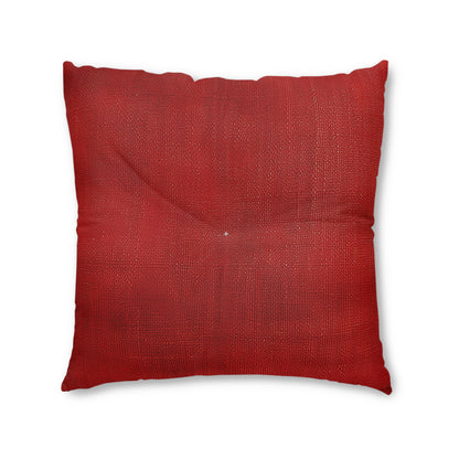 Juicy Red Berry Blast: Denim Fabric Inspired Design - Tufted Floor Pillow, Square