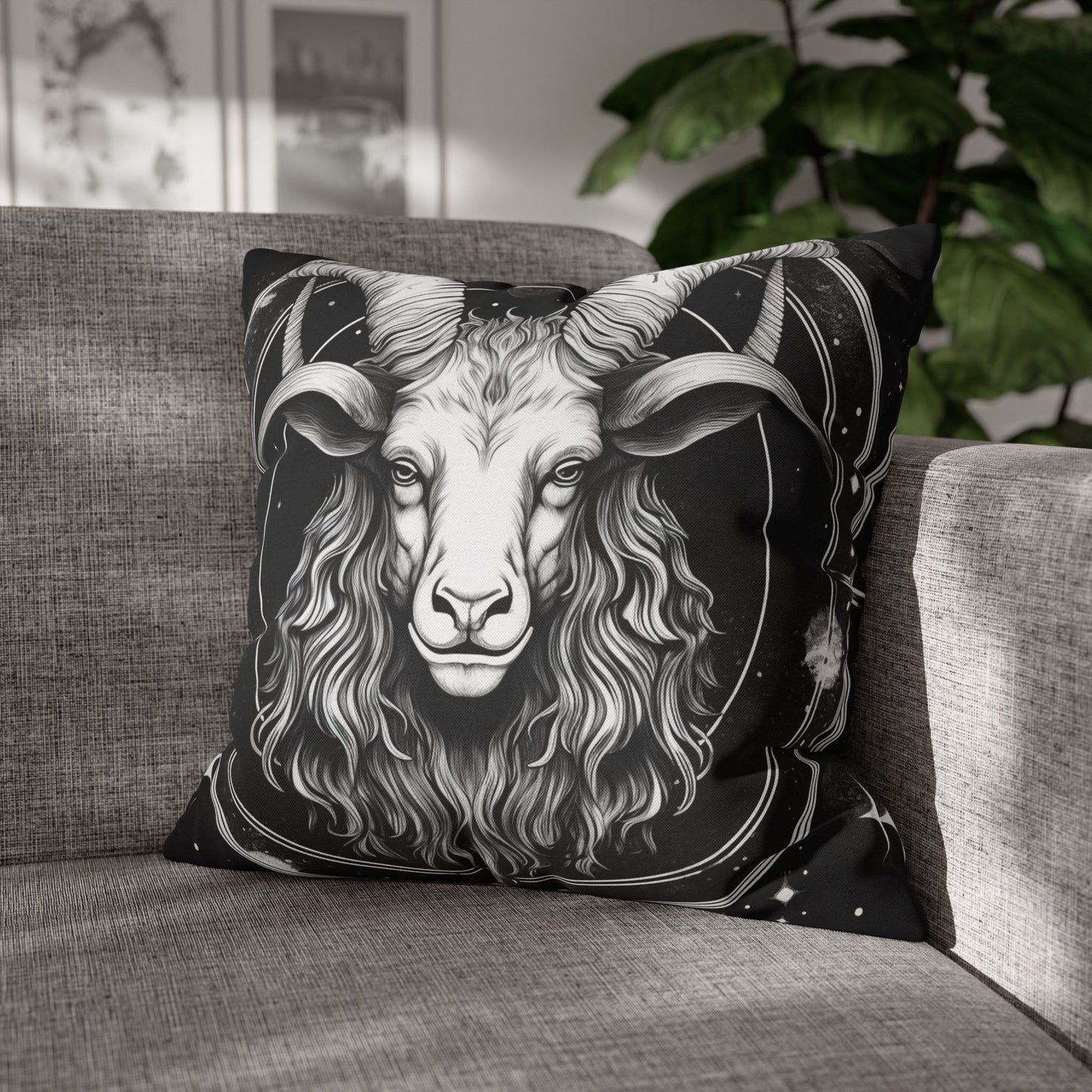 Capricorn Zodiac Sign Polyester Square Pillow Case, Double Sided