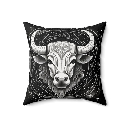 Taurus Zodiac, Earthy Bull Design, Earth Element, Spun Polyester Square Pillow