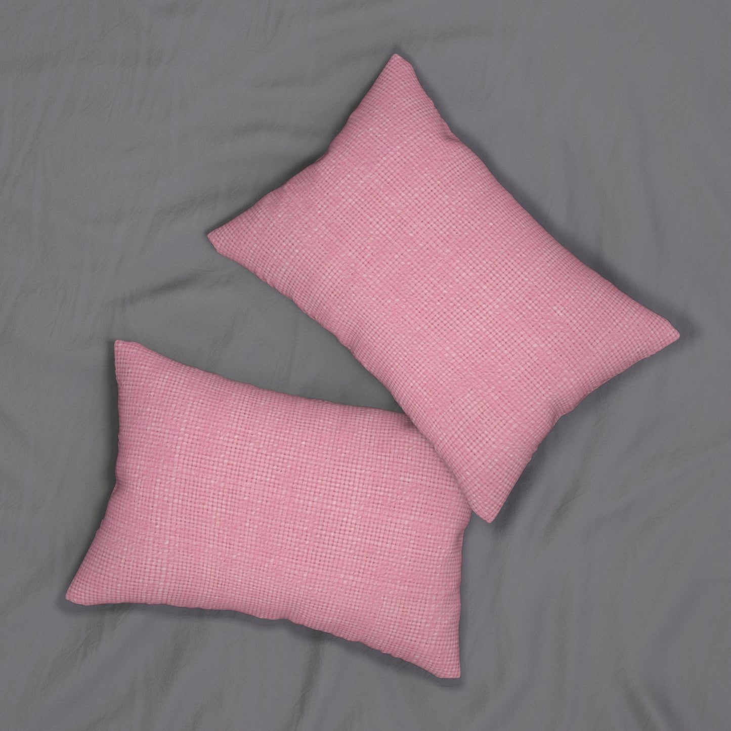 Pastel Rose Pink: Denim-Inspired, Refreshing Fabric Design - Spun Polyester Lumbar Pillow