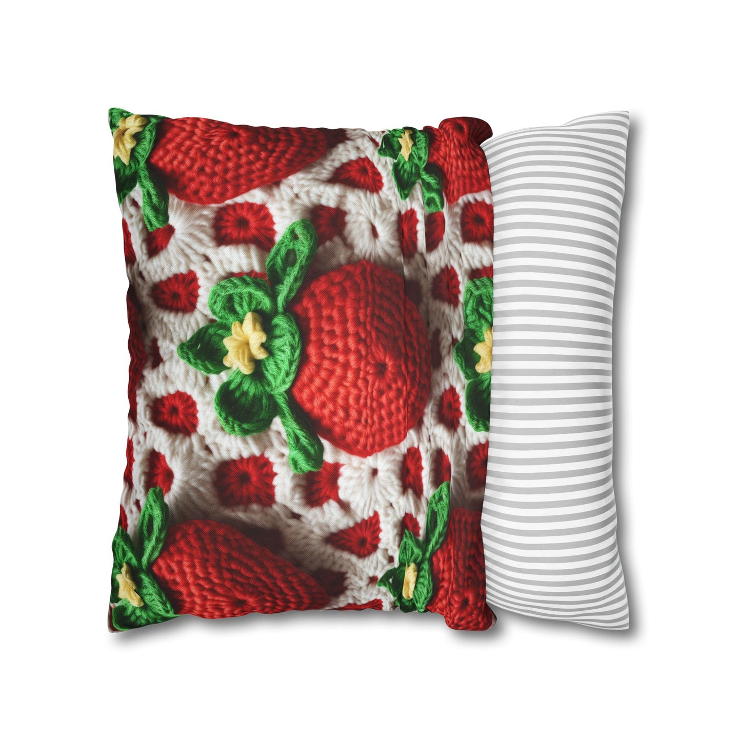 Strawberry Crochet Pattern - Amigurumi Strawberries - Fruit Design for Home and Gifts - Spun Polyester Square Pillow Case