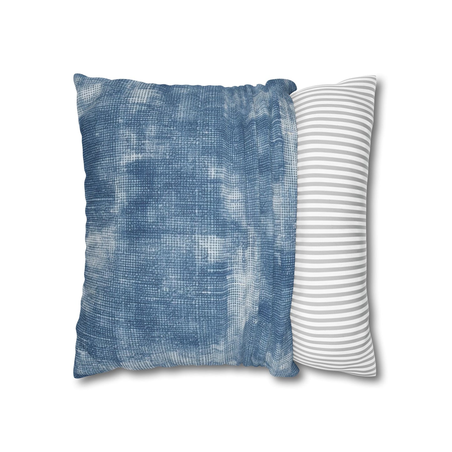 Faded Blue Washed-Out: Denim-Inspired, Style Fabric - Spun Polyester Square Pillow Case