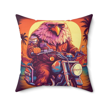 Classic American Motorcycle Ride Biker USA Style Spun Polyester Square Pillow