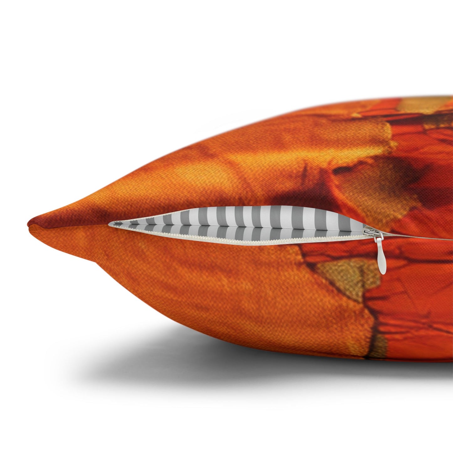 Fiery Citrus Orange: Edgy Distressed, Denim-Inspired Fabric - Spun Polyester Square Pillow Case