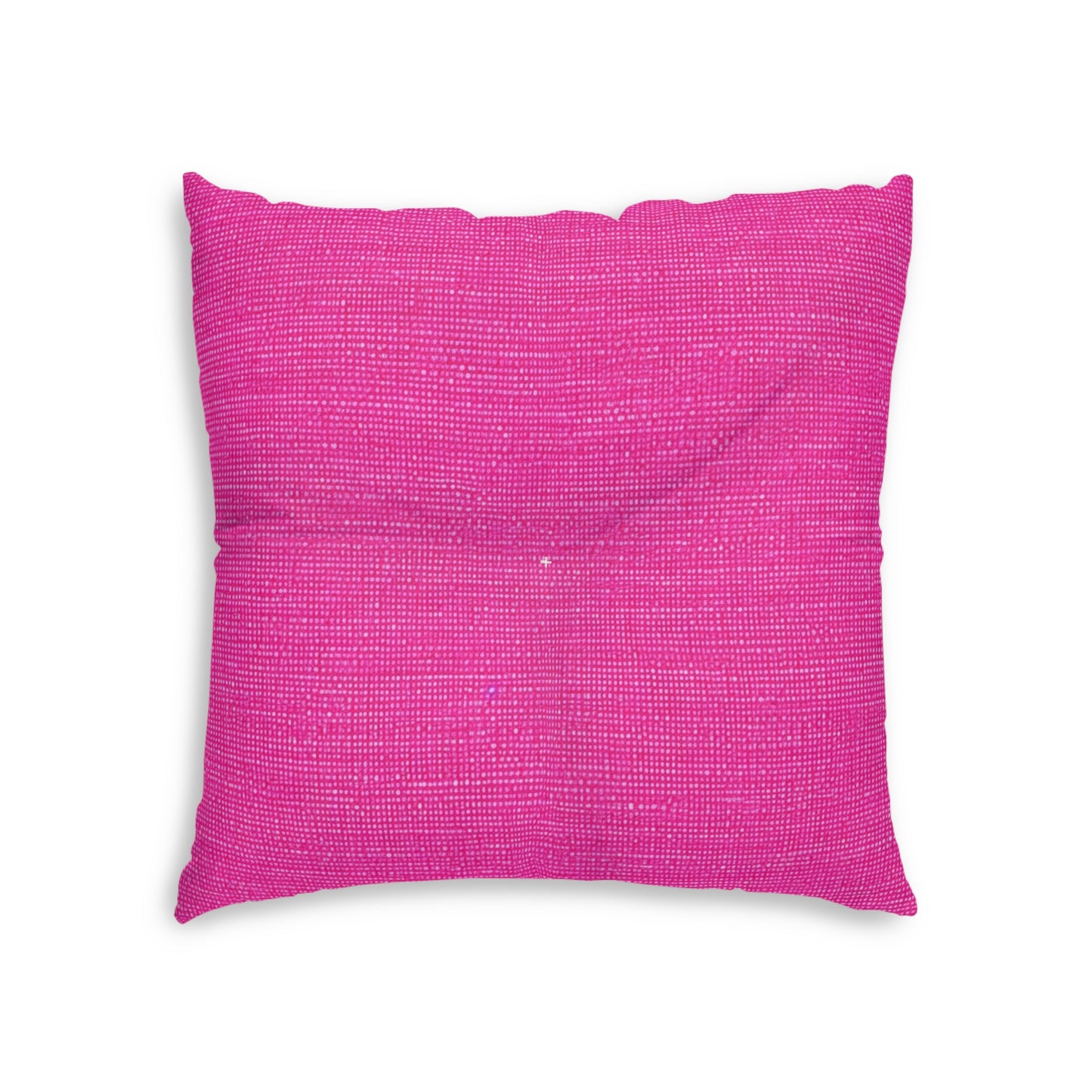 Hot Neon Pink Doll Like: Denim-Inspired, Bold & Bright Fabric - Tufted Floor Pillow, Square