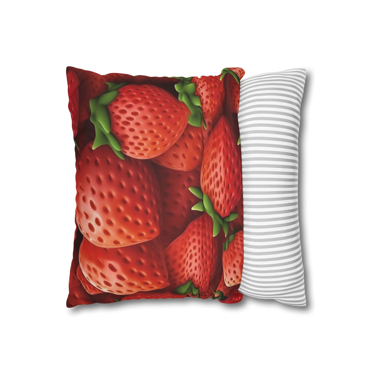 Garden Strawberries- Wild Sweet Gourmet - Farm Growing Ripe Red Fruit -Spun Polyester Square Pillow Case