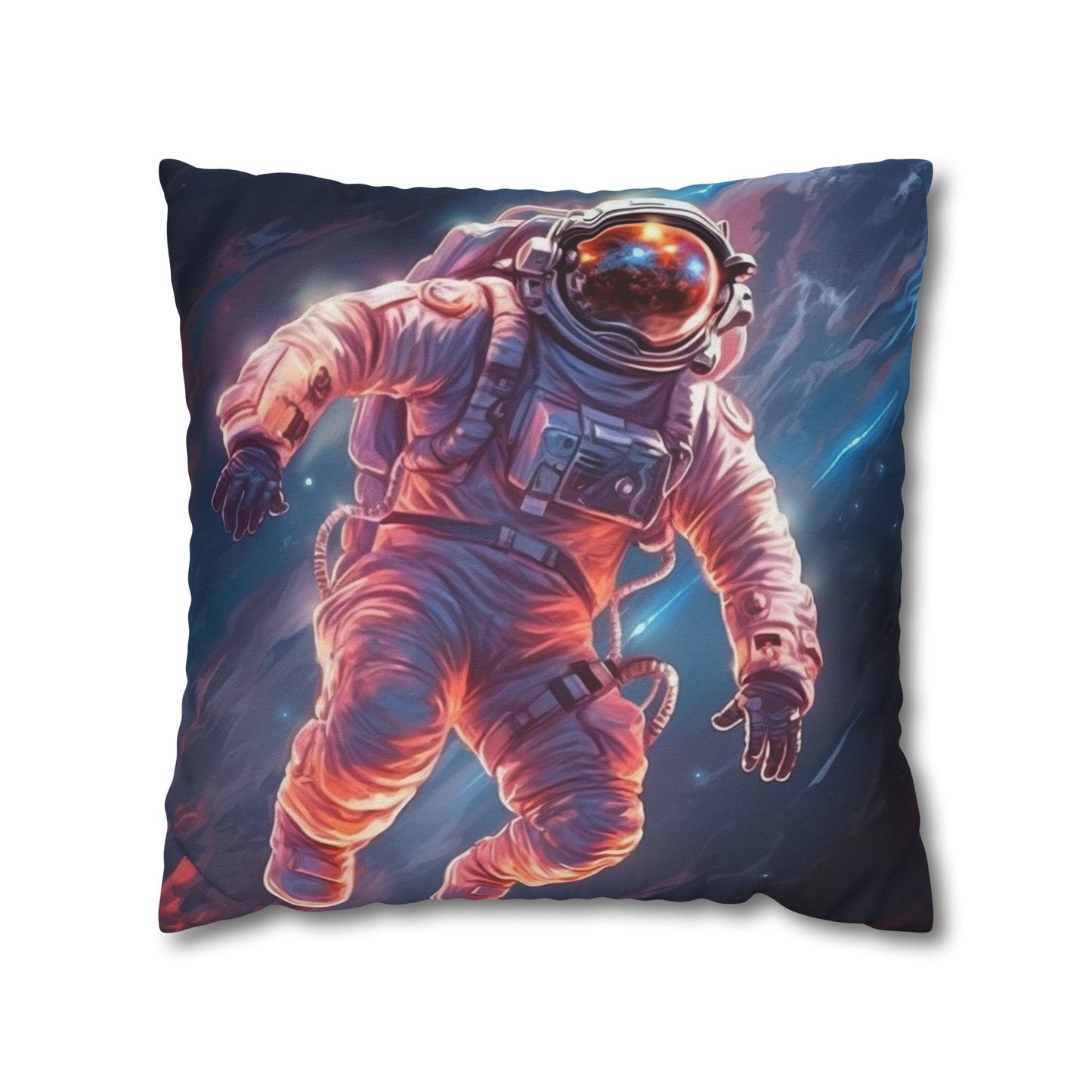 Astronaut Outer Space - Galaxy Starfield Art Spun Polyester Square Pillow Case