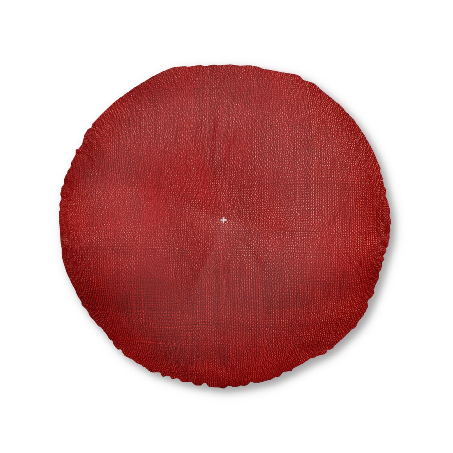 Juicy Red Berry Blast: Denim Fabric Inspired Design - Tufted Floor Pillow, Round