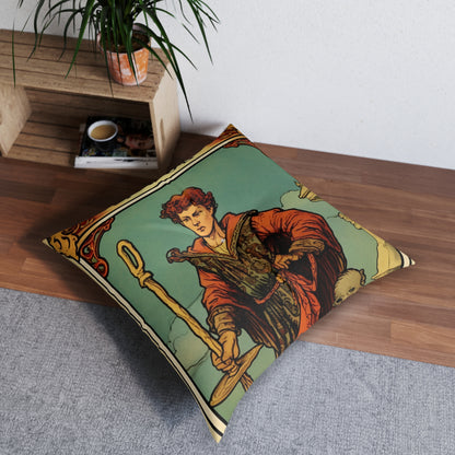 Mystical Tarot - Artistic Depiction of The Fool Card - Tufted Floor Pillow, Square