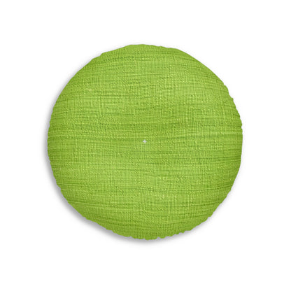 Lush Grass Neon Green: Denim-Inspired, Springtime Fabric Style - Tufted Floor Pillow, Round