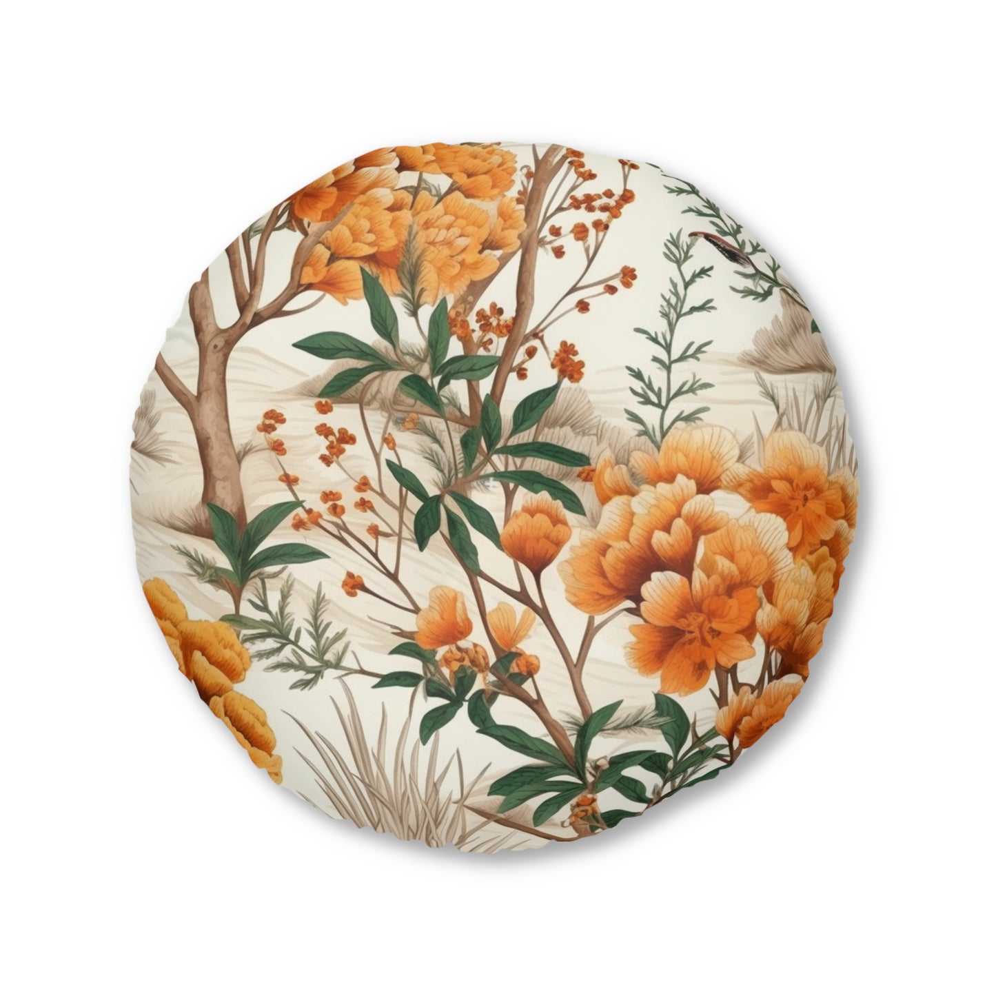 Four Seasons Beauty: Spring, Summer, Autumn & Winter Design Tufted Floor Pillow, Round