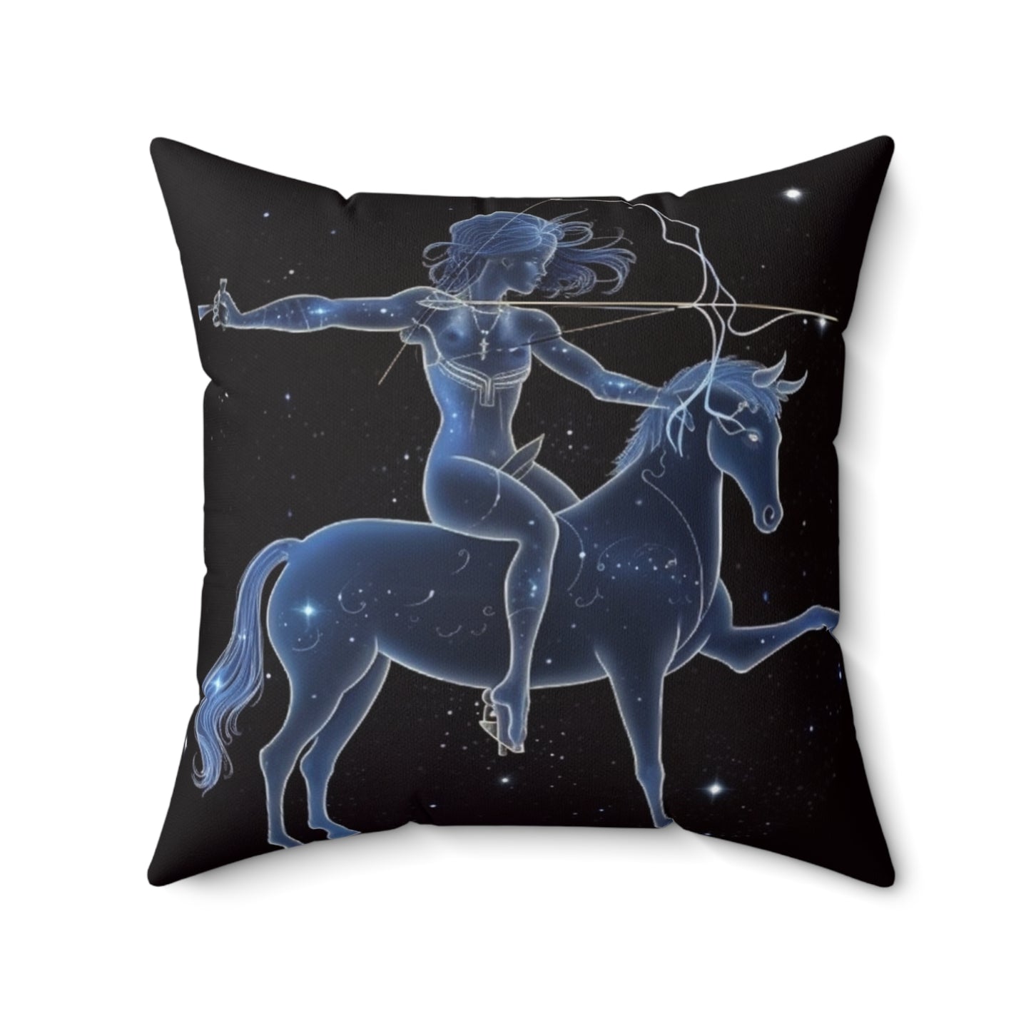 Sagittarius Zodiac in Starlit Universe - Fluorescent Colors - Spun Polyester Square Pillow