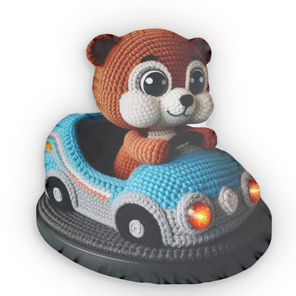 Otter Crochet Bumper Car Ride, Plush Shaped Pillow