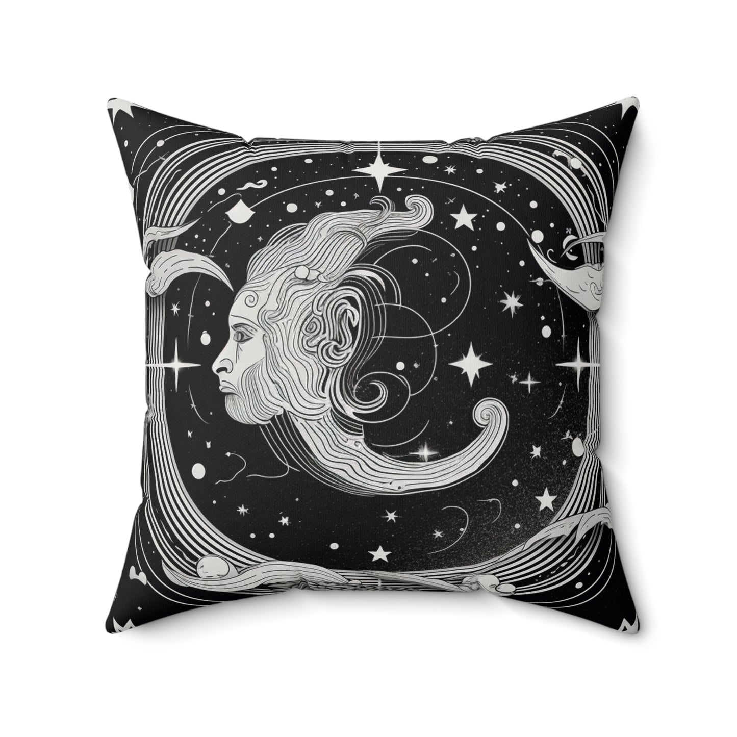 Aquarius Zodiac, Air Element, Spun Polyester Square Pillow