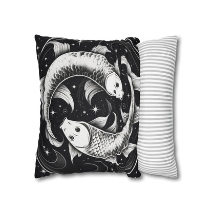 Pisces Zodiac Sign Polyester Square Pillow Case, Double Sided Design