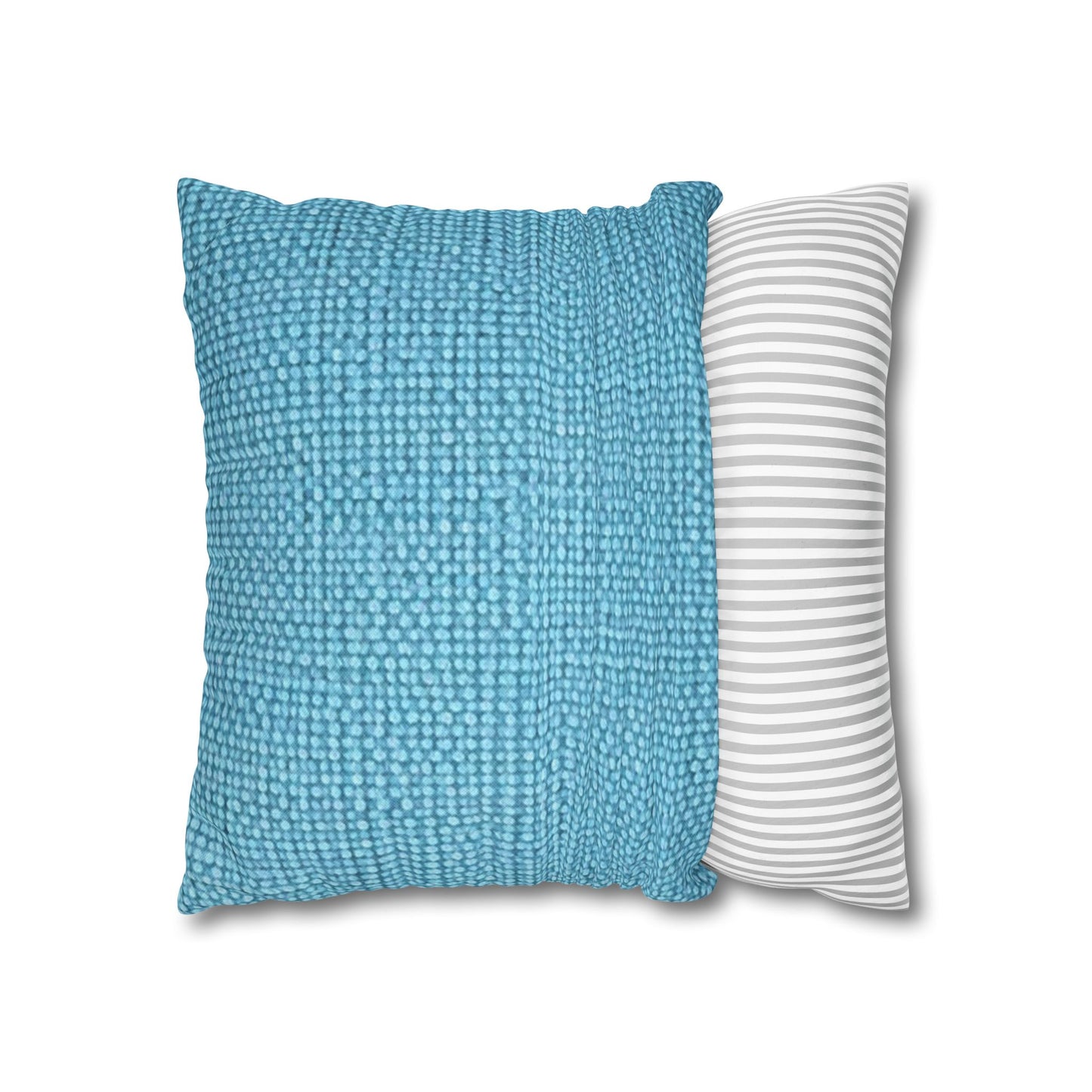 Bright Aqua Teal: Denim-Inspired Refreshing Blue Summer Fabric - Spun Polyester Square Pillow Case