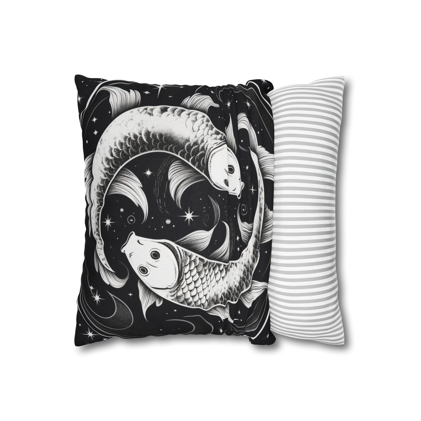 Pisces Zodiac Sign Polyester Square Pillow Case, Double Sided Design