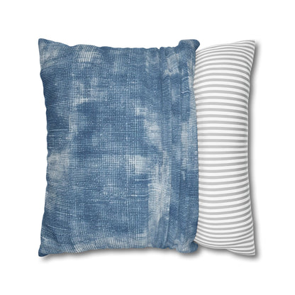 Faded Blue Washed-Out: Denim-Inspired, Style Fabric - Spun Polyester Square Pillow Case