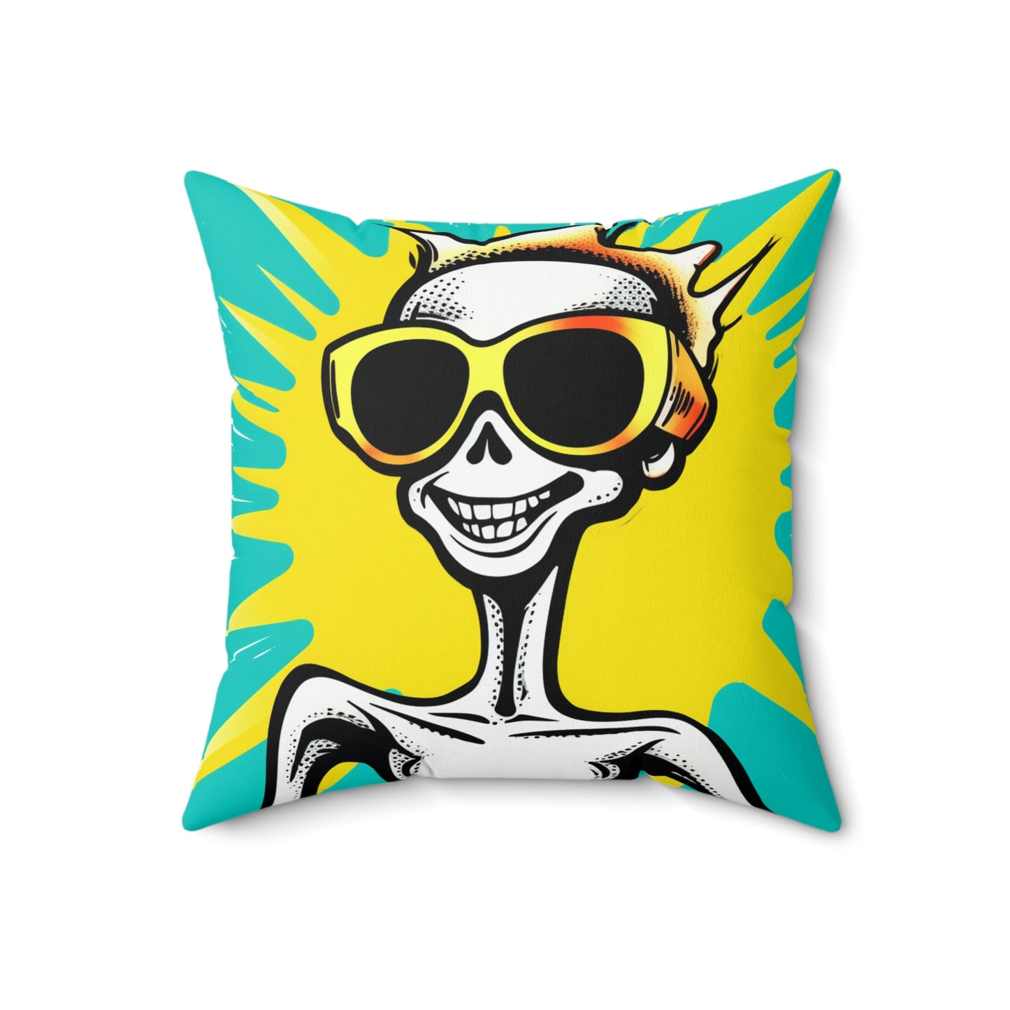 Stylish Summer Alien Anime Cartoon Spun Polyester Square Pillow