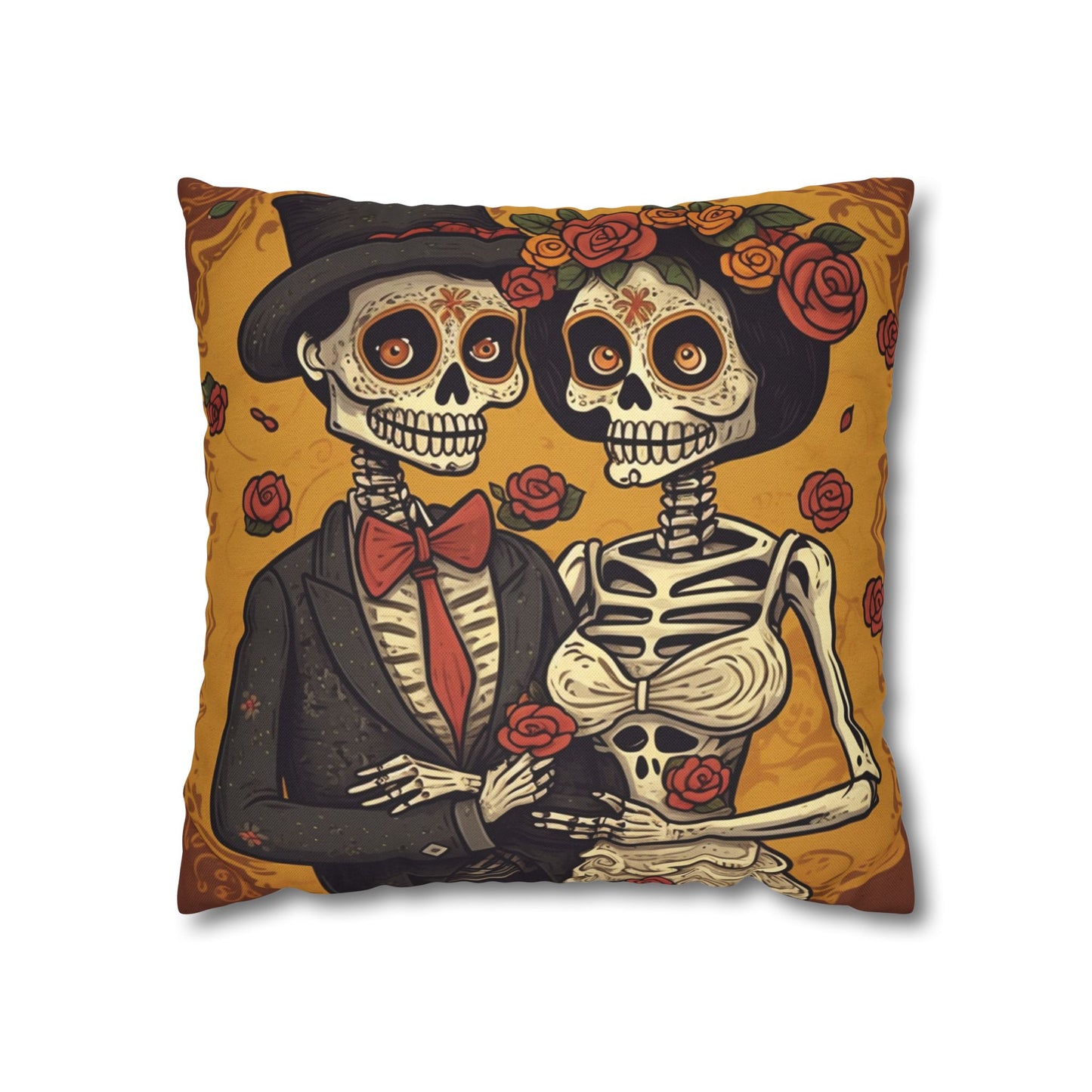 Halloween Wedding Marriage, Bride & Groom - Forever Soulmates - Spun Polyester Square Pillow Case