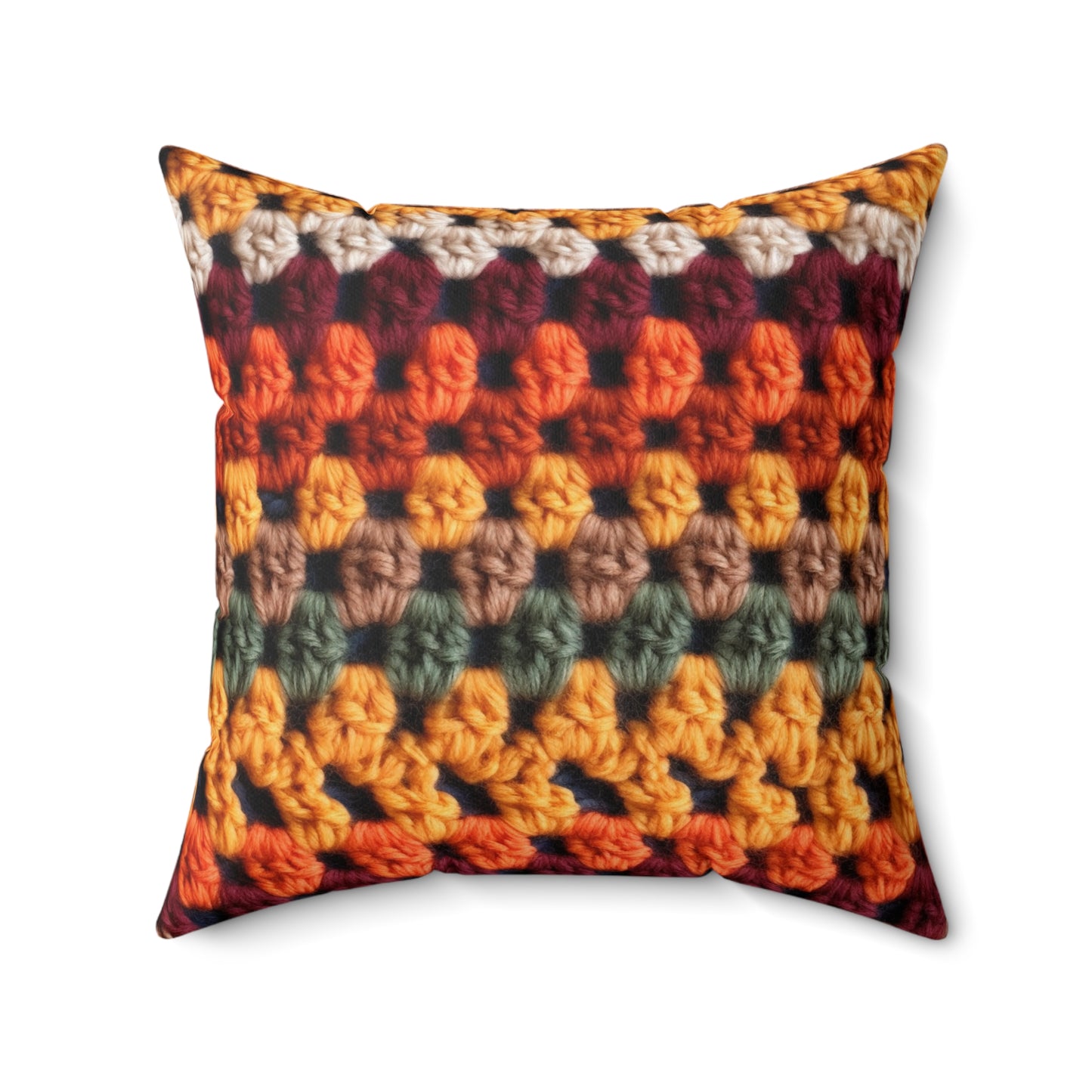 Crochet Thanksgiving Fall: Classic Fashion Colors for Seasonal Look - Spun Polyester Square Pillow